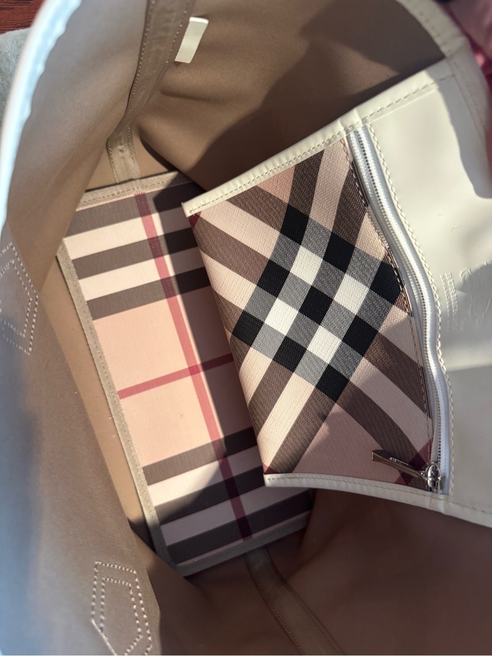 Burberry Haymarket Check Tote with Leather Trim & Dust Bag - Picture 12 of 12